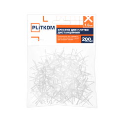 Хрестик для плитки дистанційний 1,0 мм Plitkom, 200 шт