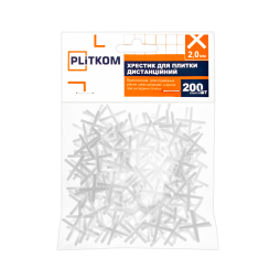 Хрестик для плитки дистанційний 2,0 мм Plitkom, 200 шт