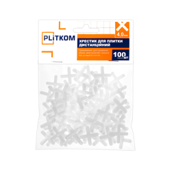 Хрестик для плитки дистанційний 4,0 мм Plitkom, 100 шт