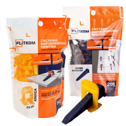 Комплект СВП шов від 2,0 мм 500 кліпс 200 клинів для плитки товщиною 5-13 мм Plitkom Комплект СВП шов від 2,0 мм 500 кліпс 200 клинів для плитки товщиною 5-13 мм Plitkom