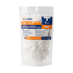 Хрестик Т-подібний дистанційний для клінкеру 8 мм Plitkom, 100 шт