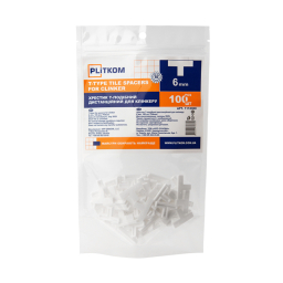 Хрестик Т-подібний дистанційний для клінкеру 6 мм Plitkom, 100 шт